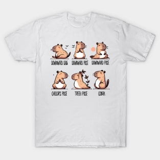 Zen Capybara Yoga Poses Illustration Set T-Shirt